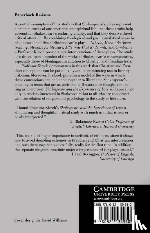 Kirsch, Arthur - Shakespeare and Experience of Love