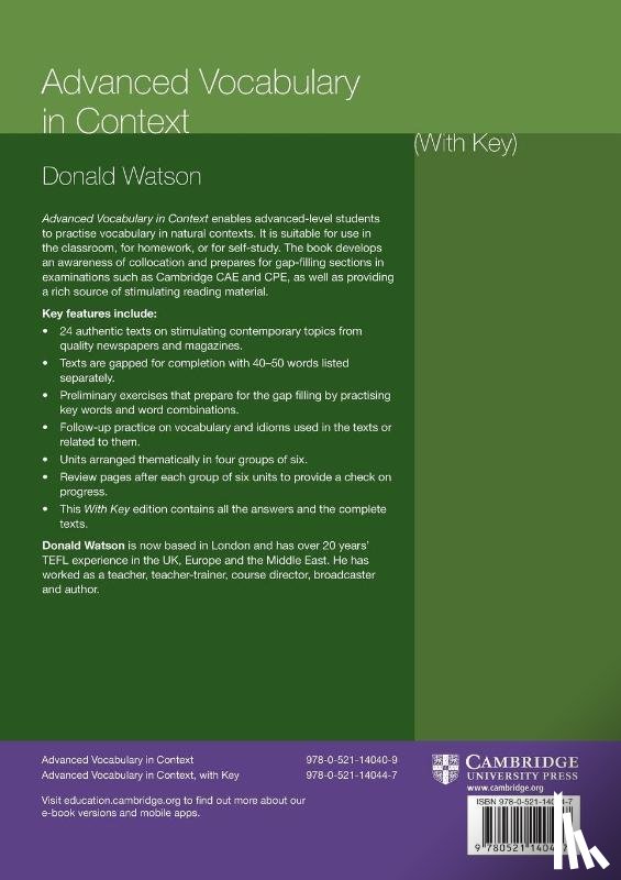 Watson, Donald - Advanced Vocabulary in Context with Key