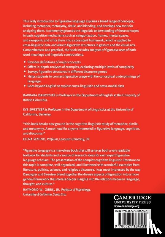 Dancygier, Barbara (University of British Columbia, Sweetser, Eve (University of California - Figurative Language