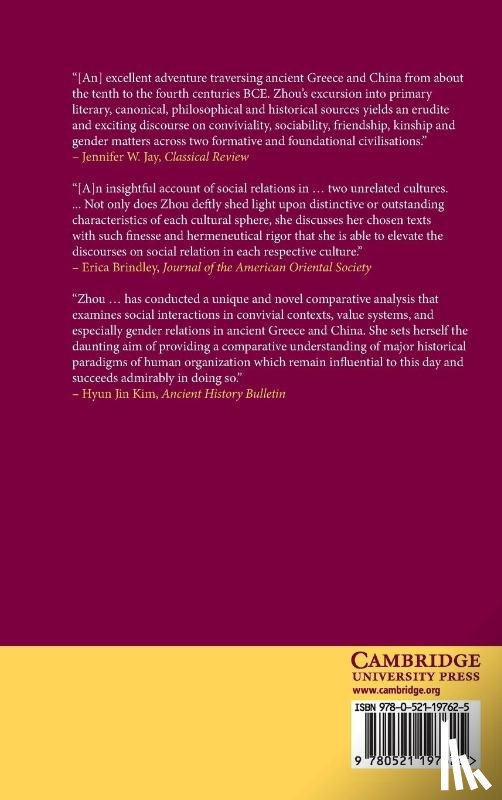Zhou, Yiqun (Stanford University - Festivals, Feasts, and Gender Relations in Ancient China and Greece