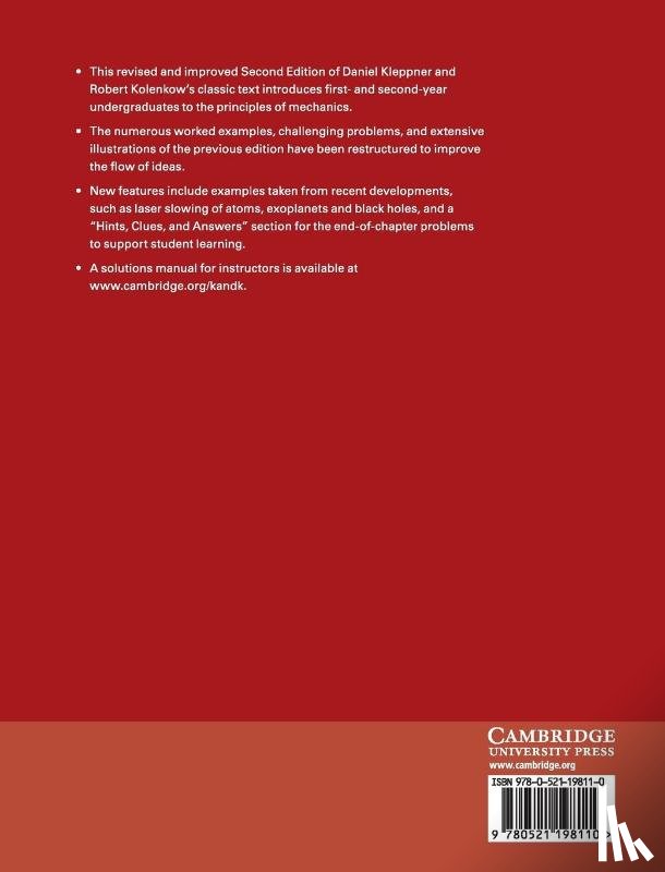 Kleppner, Daniel (Massachusetts Institute of Technology), Kolenkow, Robert - An Introduction to Mechanics