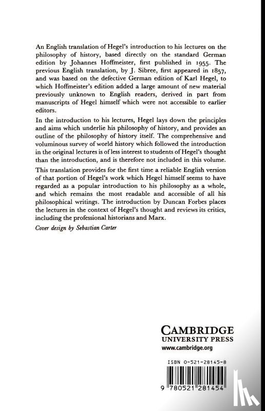 Hegel, Georg Wilhelm Friedrich - Lectures on the Philosophy of World History