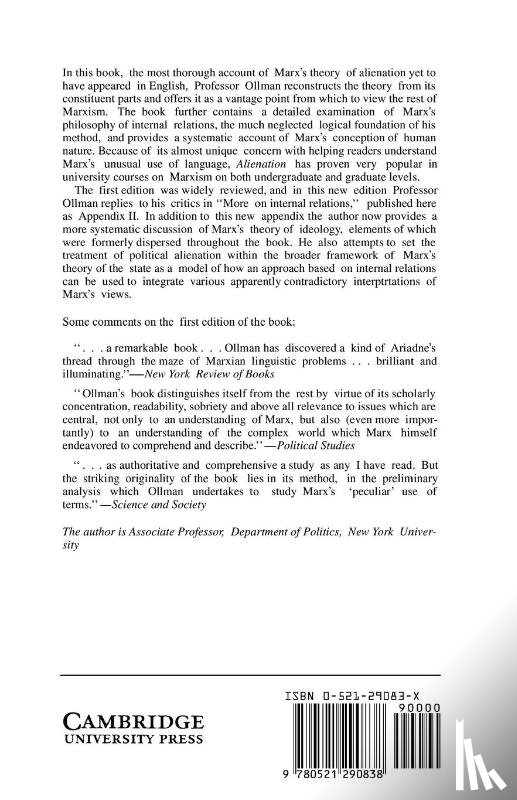 Ollman, Bertell (New York University) - Alienation