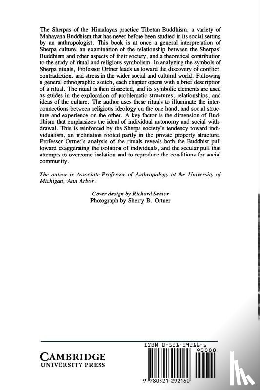 Ortner, Sherry B. (Columbia University - Sherpas through their Rituals