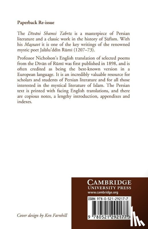 Nicholson - Selected Poems from the Divani Shamsi Tabriz