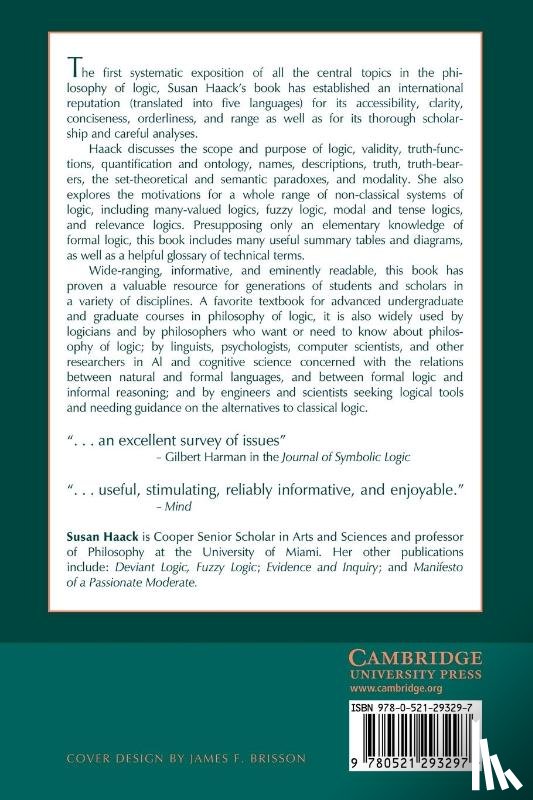 Haack, Susan (University of Miami) - Philosophy of Logics