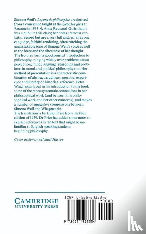 Weil, Simone - Lectures on Philosophy