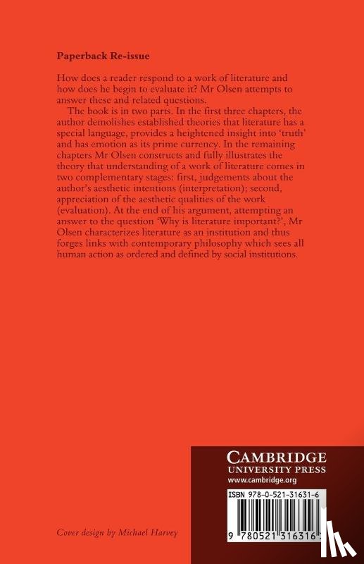 Olsen, Stein Haugom - The Structure of Literary Understanding