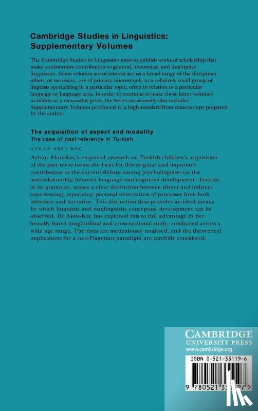 Aksu-Koc, Ayhan (Bogazici University - The Acquisition of Aspect and Modality