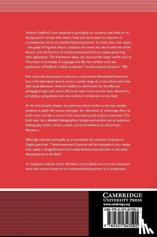 Radford, Andrew (University of Essex) - Transformational Grammar