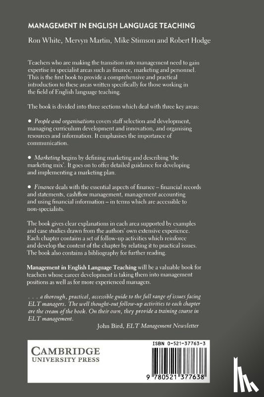 White, Ron (Freelance trainer), Martin, Mervyn, Stimson, Mike, Hodge, Robert - Management in English Language Teaching