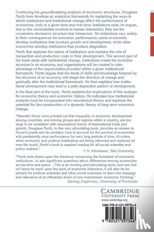 North, Douglass C. (Washington University - Institutions, Institutional Change and Economic Performance