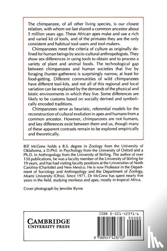 McGrew, William C. (University of Stirling) - Chimpanzee Material Culture