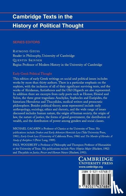  - Early Greek Political Thought from Homer to the Sophists