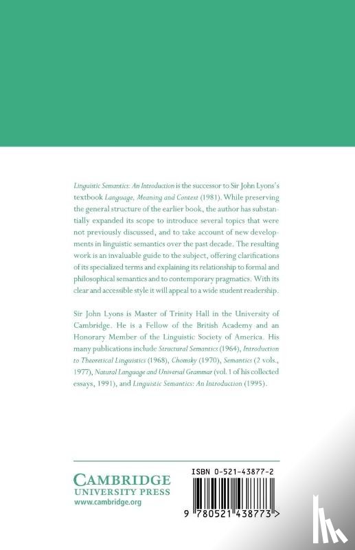 Lyons, John (University of Cambridge) - Linguistic Semantics