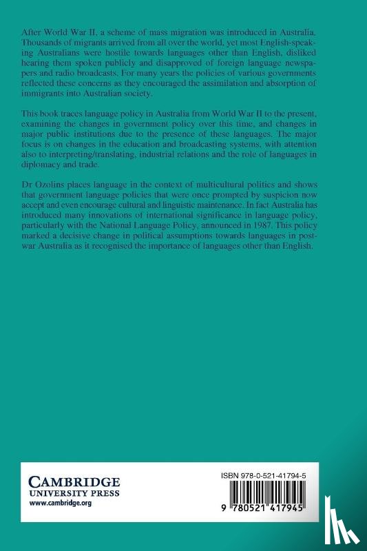 Ozolins, Uldis (Deakin University - The Politics of Language in Australia
