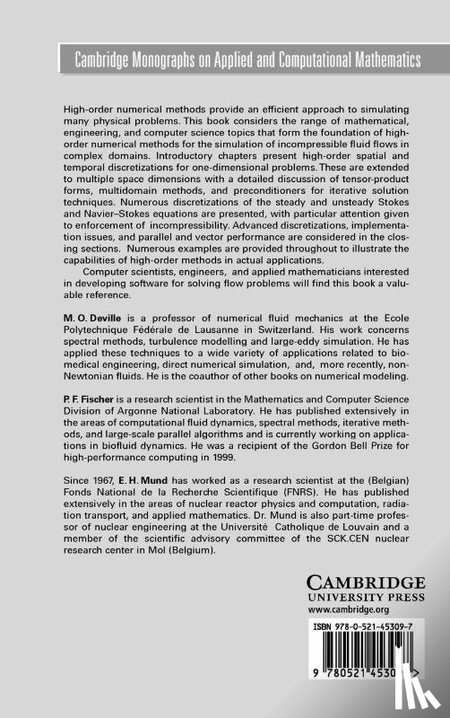 Deville, M. O. (Ecole Polytechnique Federale de Lausanne), Fischer, P. F. (Argonne National Laboratory, Mund, E. H. - High-Order Methods for Incompressible Fluid Flow