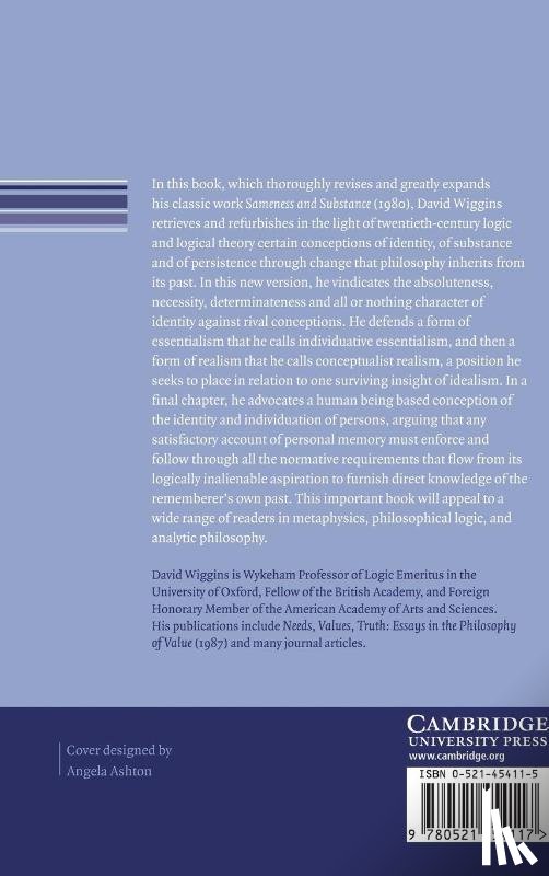 Wiggins, David - Sameness and Substance Renewed