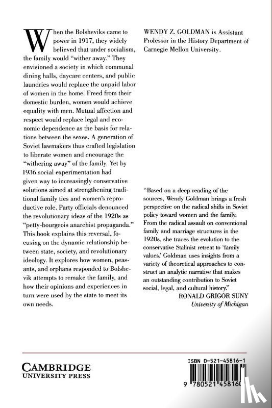 Goldman, Wendy Z. (Carnegie Mellon University - Women, the State and Revolution