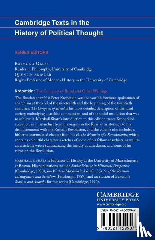 Kropotkin, Peter - Kropotkin: 'The Conquest of Bread' and Other Writings