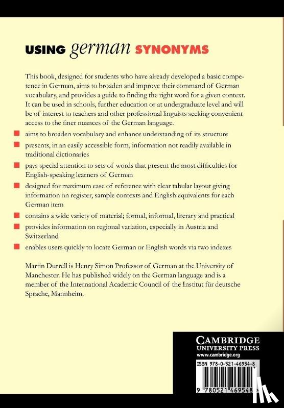Durrell, Martin (University of Manchester) - Using German Synonyms