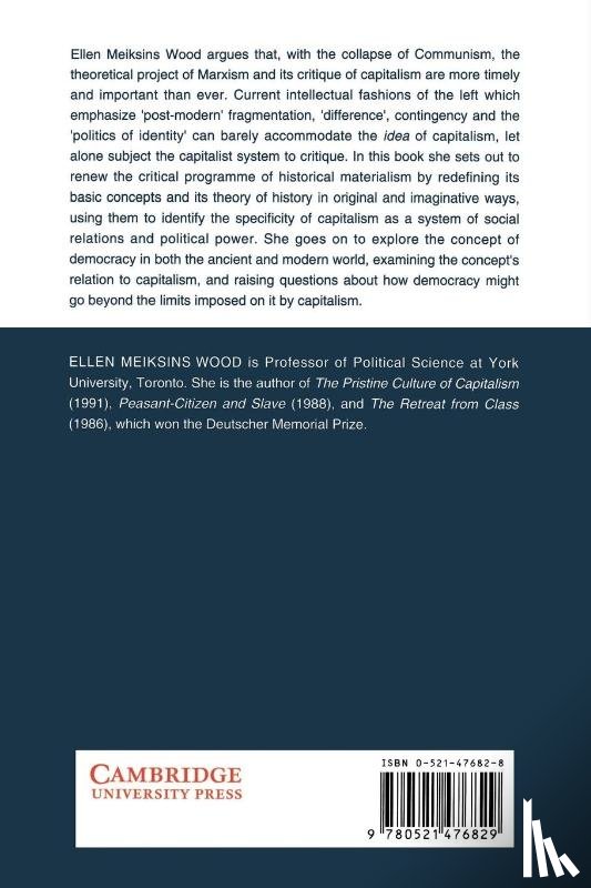Wood, Ellen Meiksins (York University - Democracy against Capitalism