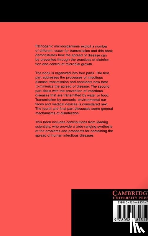 Hurst, Christon J. (United States of America Environmental Protection Agency - Modeling Disease Transmission and its Prevention by Disinfection