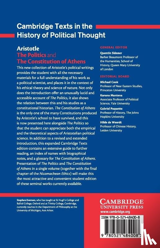Aristotle - Aristotle: The Politics and the Constitution of Athens