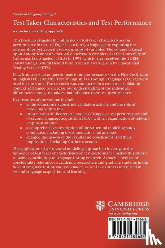 Kunnan, Antony John (California State University - Test Taker Characteristics and Test Performance