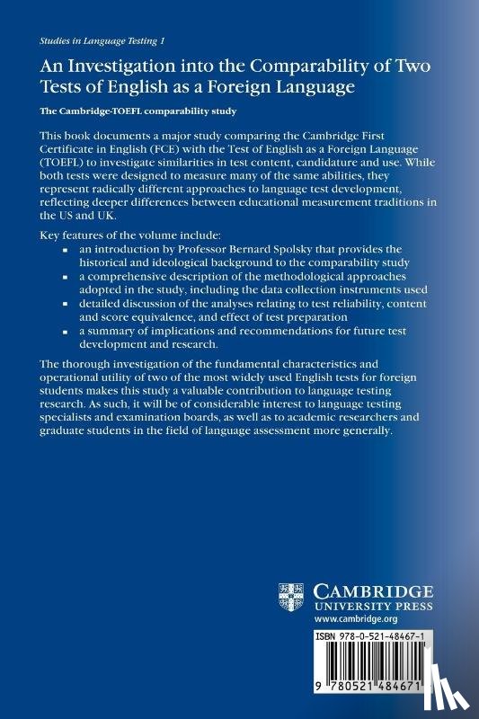 Bachman, Lyle F. (The Chinese University of Hong Kong), Davidson, Fred (University of Illinois, Ryan, Katherine (University of Illinois, Choi, Inn-Chull - An Investigation into the Comparability of Two Tests of English as a Foreign Language