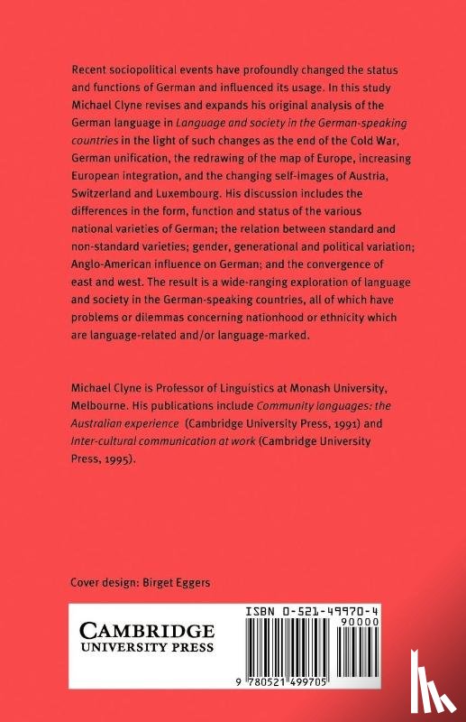 Clyne, Michael (Monash University - The German Language in a Changing Europe
