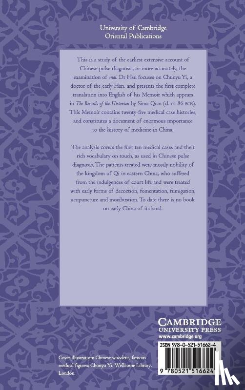 Hsu, Elisabeth (University of Oxford) - Pulse Diagnosis in Early Chinese Medicine