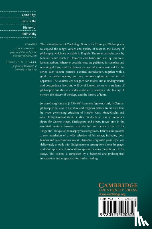  - Hamann: Writings on Philosophy and Language