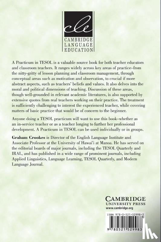 Crookes, Graham (University of Hawaii - A Practicum in TESOL
