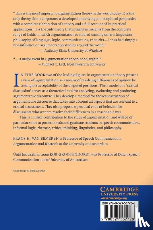 Eemeren, Frans H. van (Universiteit van Amsterdam), Grootendorst, Rob (Universiteit van Amsterdam) - A Systematic Theory of Argumentation