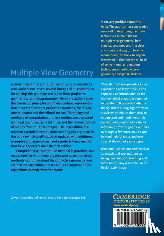 Hartley, Richard (Australian National University, Zisserman, Andrew (University of Oxford) - Multiple View Geometry in Computer Vision