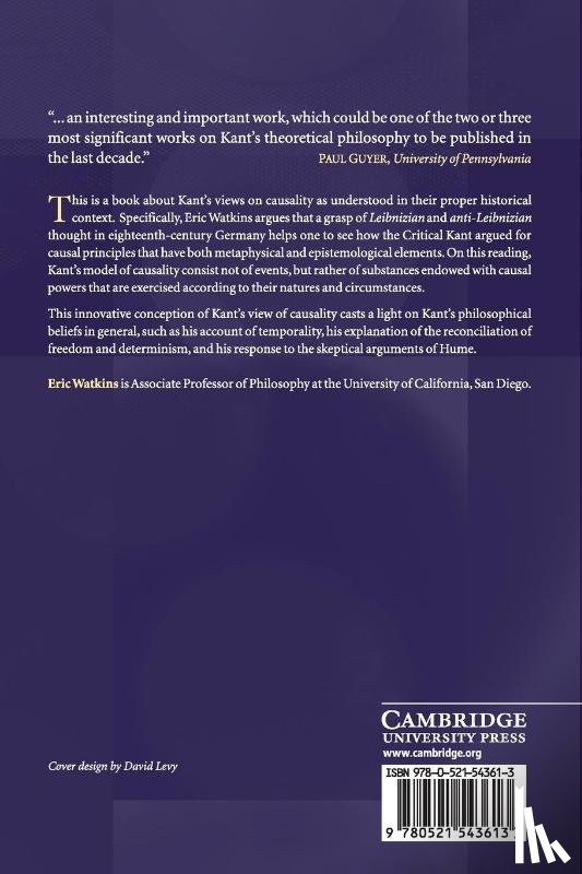Watkins, Eric (University of California - Kant and the Metaphysics of Causality