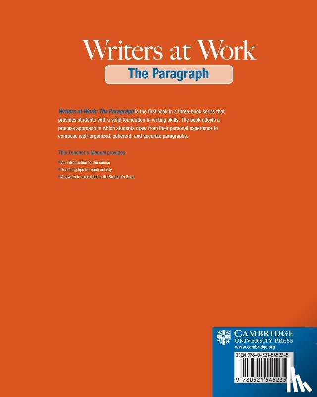 Singleton, Jill (Towson State University - Writers at Work: The Paragraph Teacher's Manual