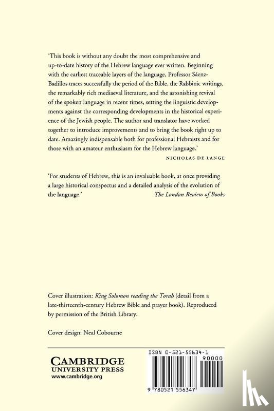 Saenz-Badillos, Angel (Universidad Complutense - A History of the Hebrew Language