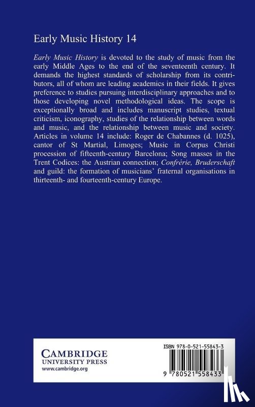  - Early Music History: Volume 14