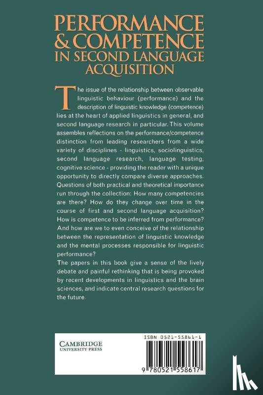  - Performance and Competence in Second Language Acquisition