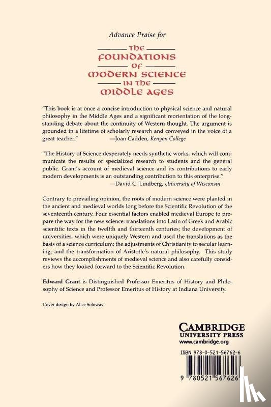 Grant, Edward (Professor Emeritus - The Foundations of Modern Science in the Middle Ages