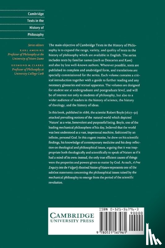 Boyle, Robert - Robert Boyle: A Free Enquiry into the Vulgarly Received Notion of Nature