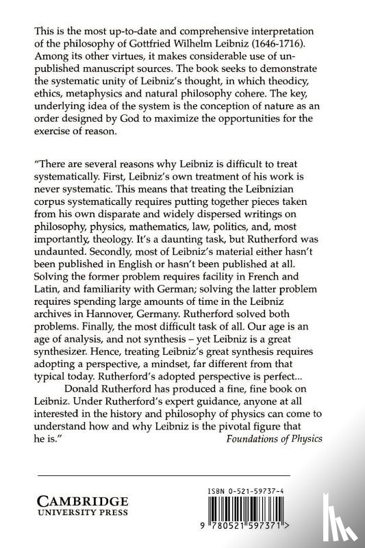 Rutherford, Donald (Emory University - Leibniz and the Rational Order of Nature