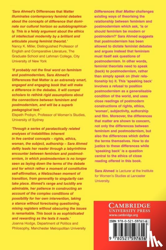 Ahmed, Sara (Lancaster University) - Differences that Matter