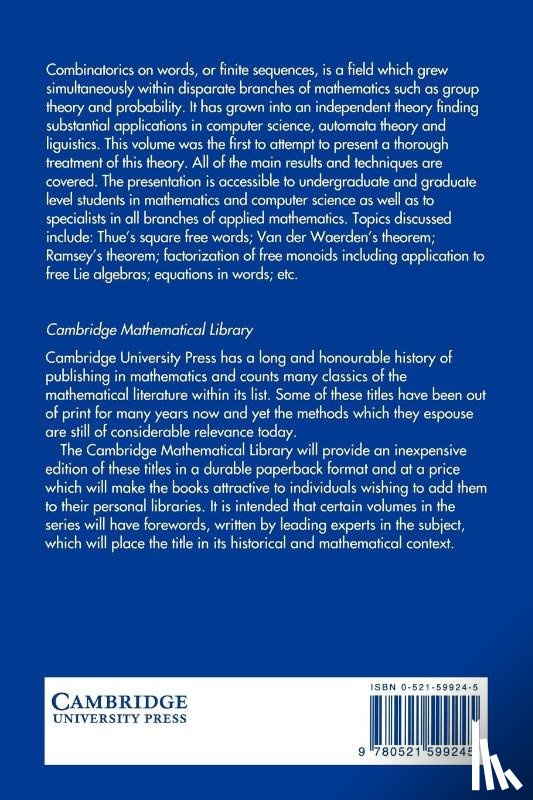 - Combinatorics on Words