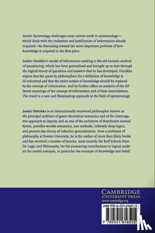 Hintikka, Jaakko (Boston University) - Socratic Epistemology