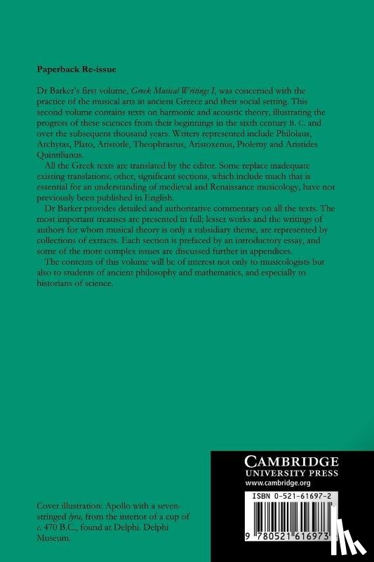  - Greek Musical Writings: Volume 2, Harmonic and Acoustic Theory