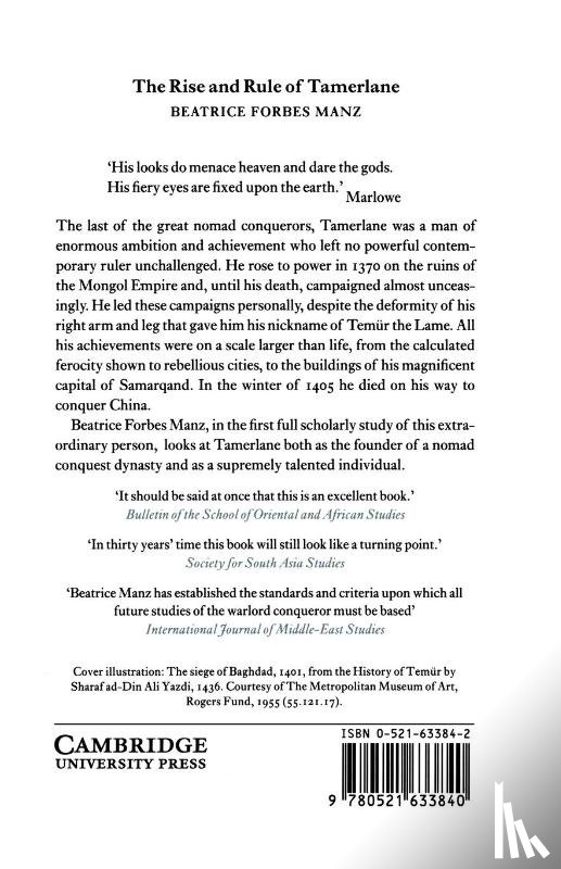 Manz, Beatrice Forbes (Tufts University - The Rise and Rule of Tamerlane