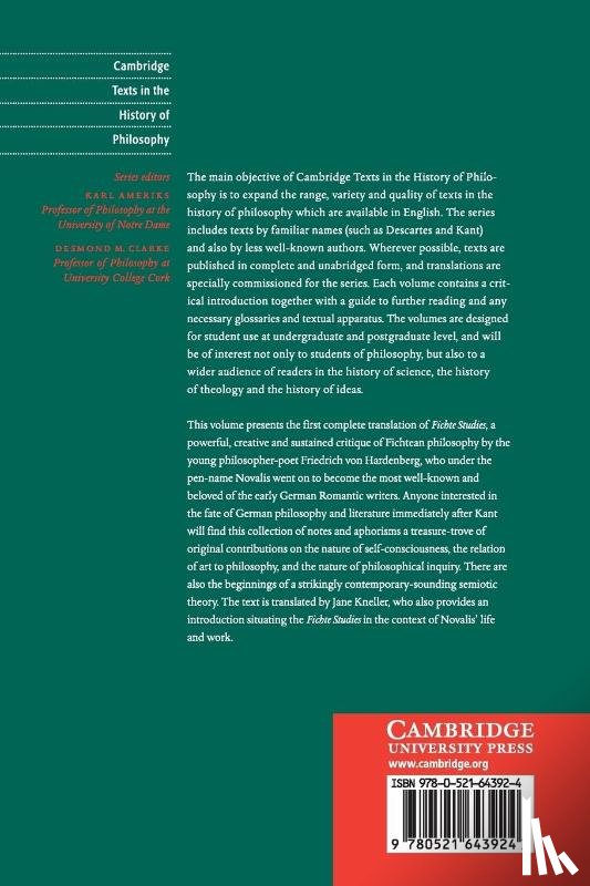 Novalis - Novalis: Fichte Studies